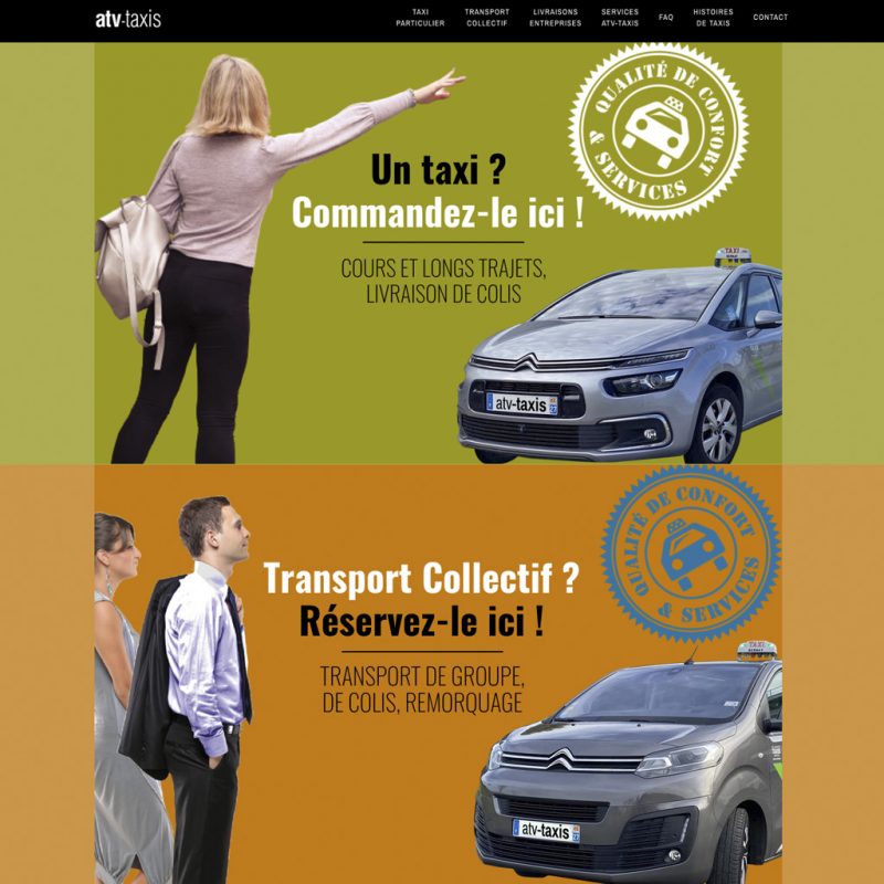 ATV-Taxis création site web design direction artistique rédaction hébergement Wordpress html GSN-Communication